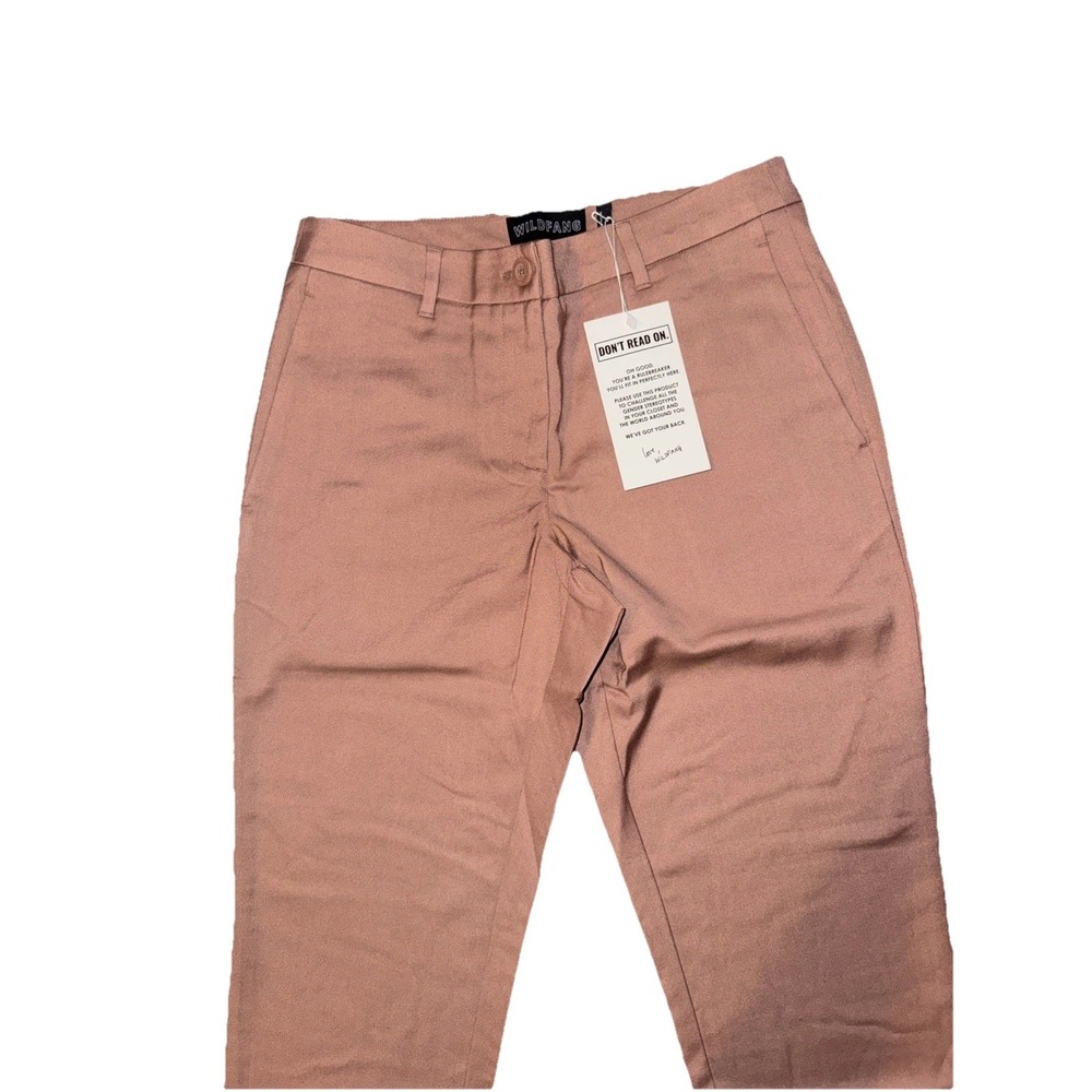 Wildfang The Empower Trouser Rose Brown Tapered Leg Pants Size 6 NWT - Picture 2 of 5